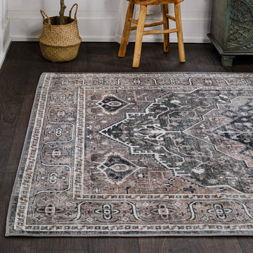 Alacati Ogee Medallion Washable Area Rug